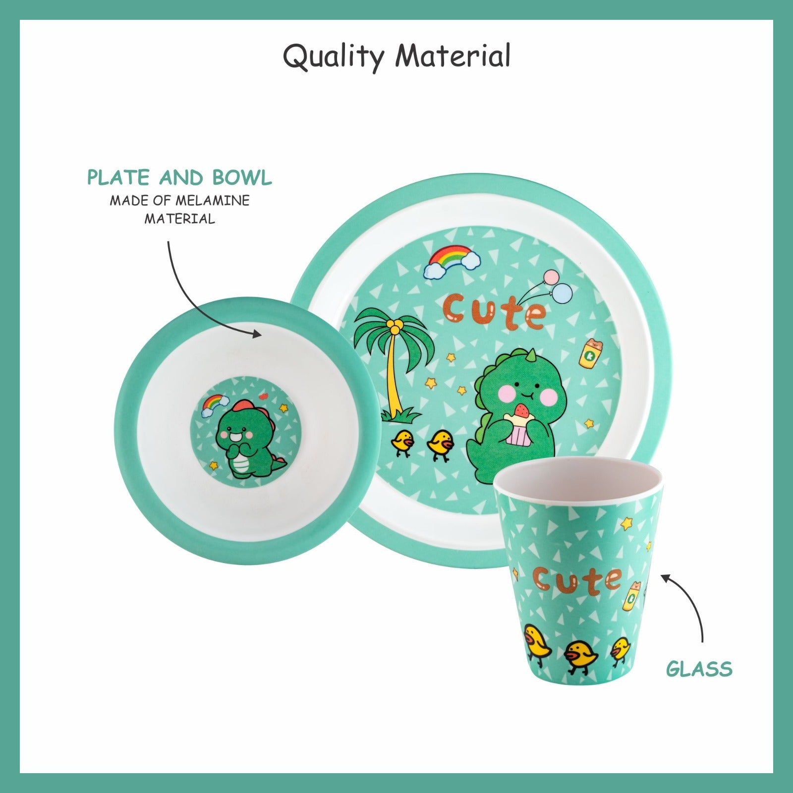 3-piece-kids-dinner-set - Green Peas