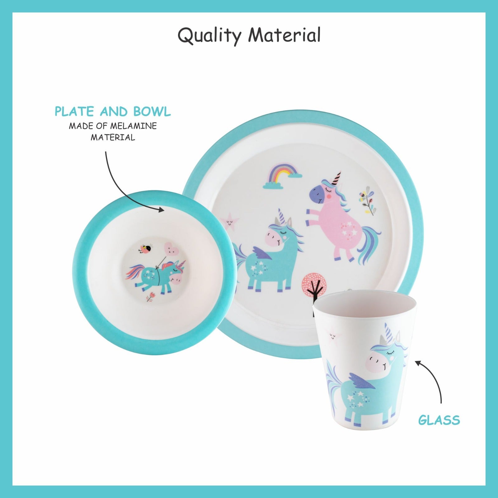 3-piece-kids-dinner-set- Blue Unicorn