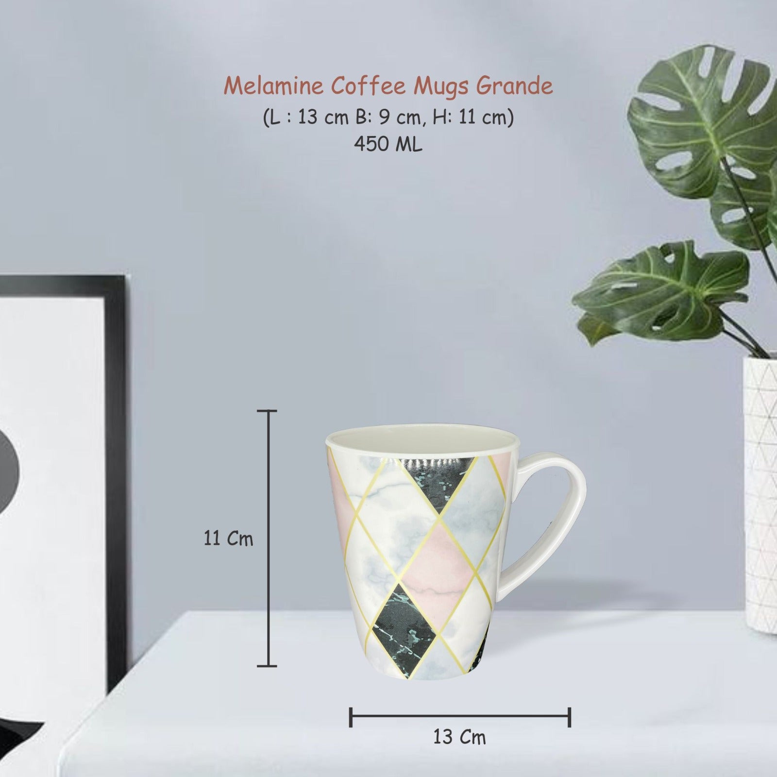 Stehlen 100% Pure melamine Grande Coffee Mugs- Checkerboard