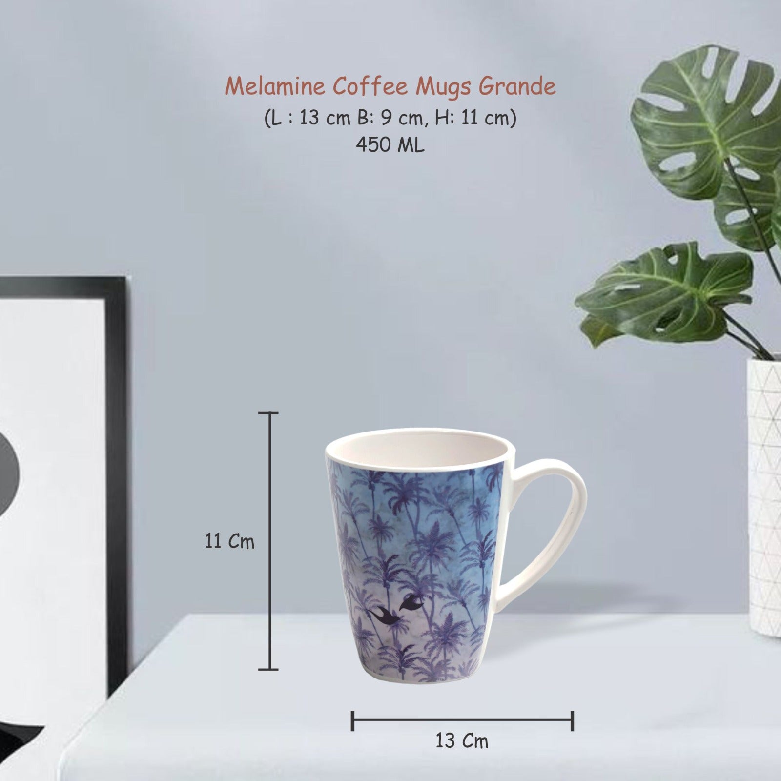 Stehlen 100% Pure melamine Grande Coffee Mugs- Palm Tree