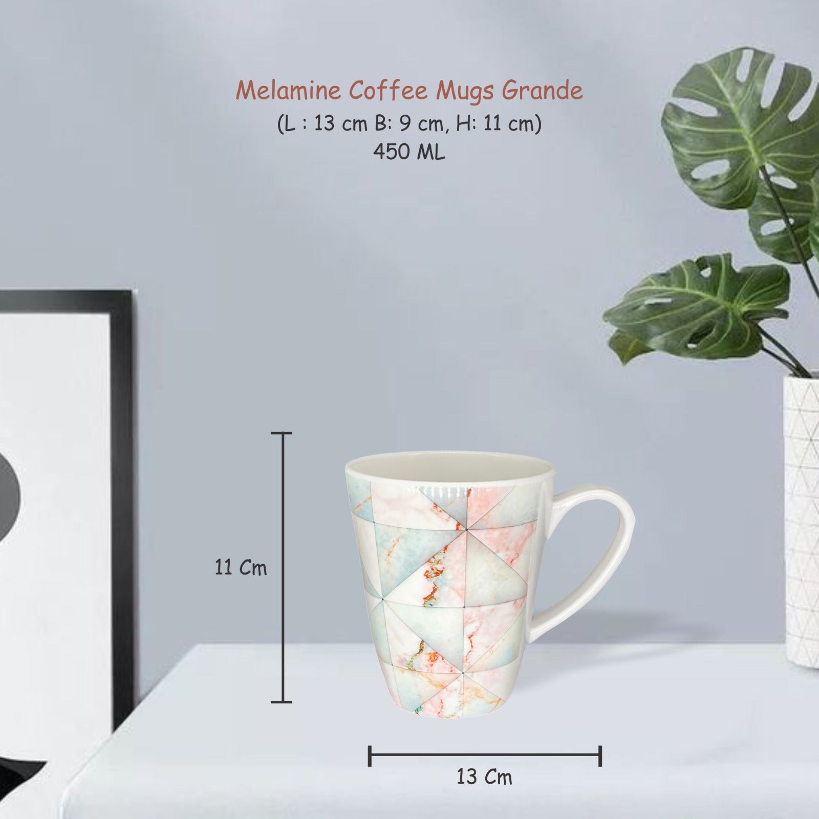 Stehlen 100% Pure melamine Grande Coffee Mugs- Pink Marble