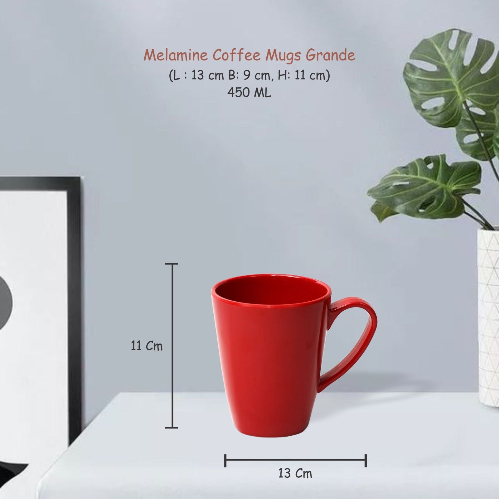 Stehlen 100% Pure melamine Grande Coffee Mugs- Red