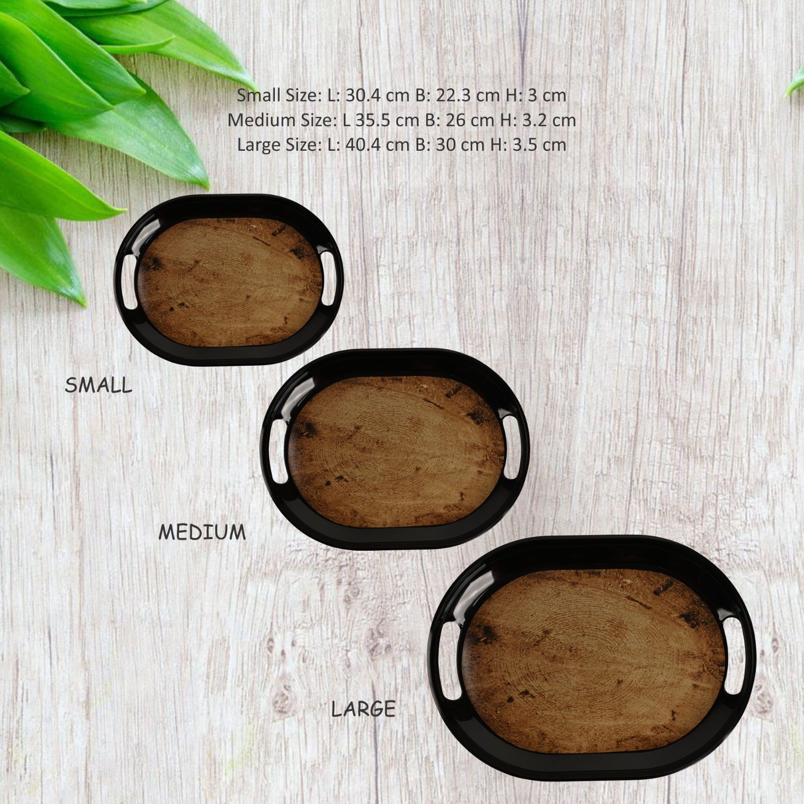 Stehlen 100% Pure melamine Slant Tray, Dishwasher safe, Heat resistant upto 140 degrees, Break resistant, FDA Approved, Elegant, Durable, and Versatile for Every Occasion - Walnut Set of 3