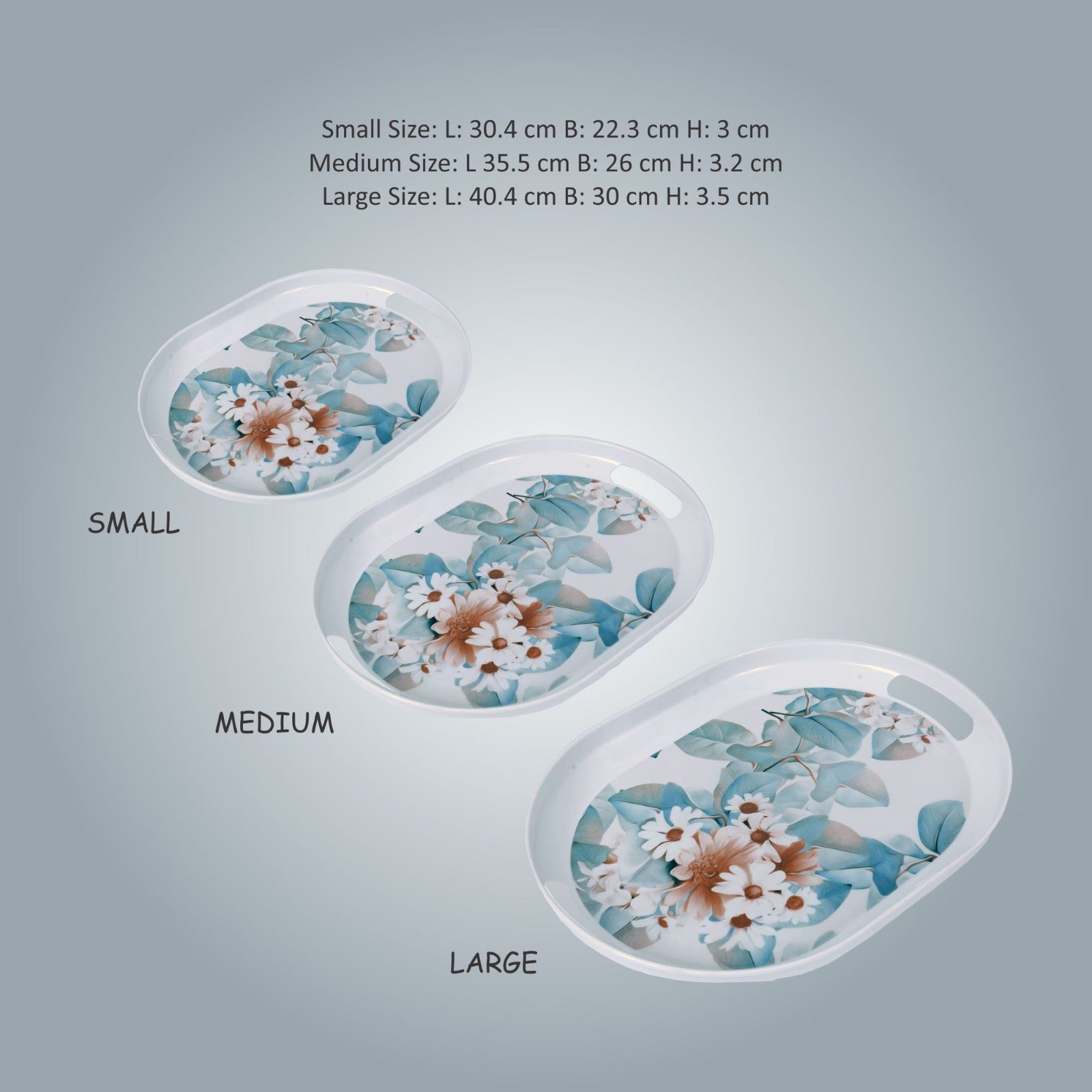 Stehlen 100% Pure melamine Slant Tray, Dishwasher safe, Heat resistant upto 140 degrees, Break resistant, FDA Approved, Elegant, Durable, and Versatile for Every Occasion - Daisy Set of 3