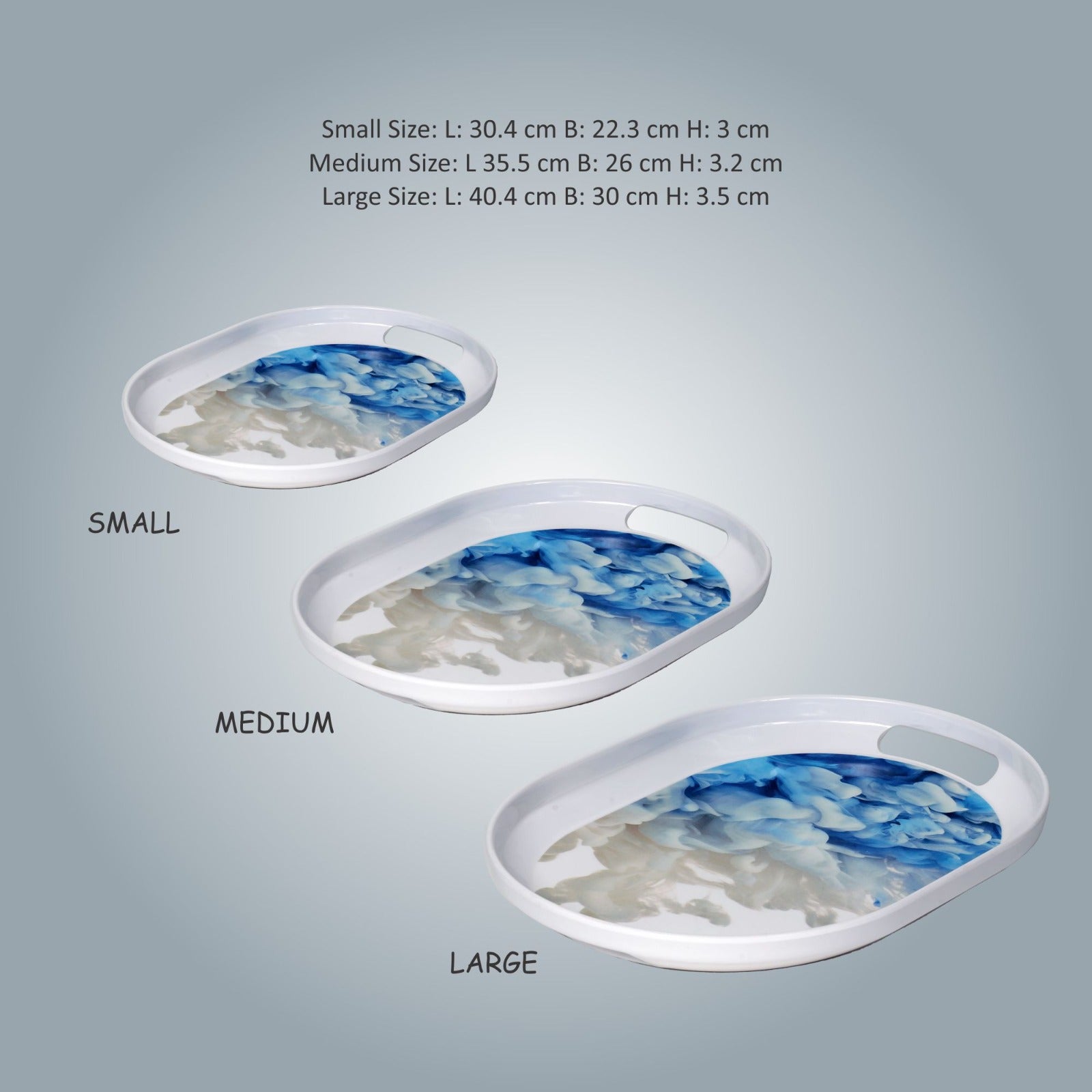 Stehlen 100% Pure melamine Slant Tray, Dishwasher safe, Heat resistant upto 140 degrees, Break resistant, FDA Approved, Elegant, Durable, and Versatile for Every Occasion - Float Set of 3