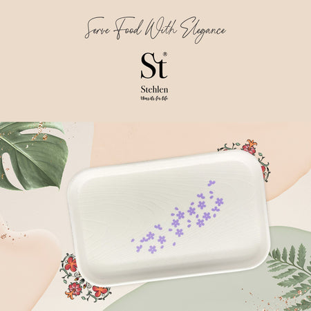 Stehlen 100% Pure melamine Xen Tray, Dishwasher safe, Heat resistant upto 140 degrees, Break resistant, FDA Approved, Elegant, Durable, and Versatile for Every Occasion - Windmill Jasmine