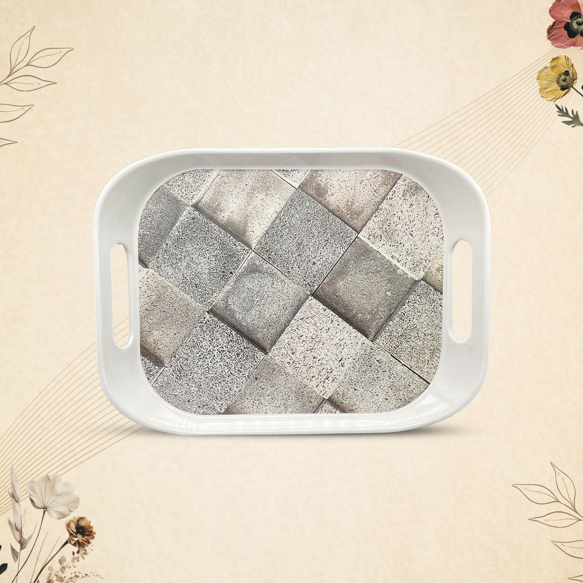 Stehlen 100% Pure melamine Era Tray- - Set Of 3 Concrete