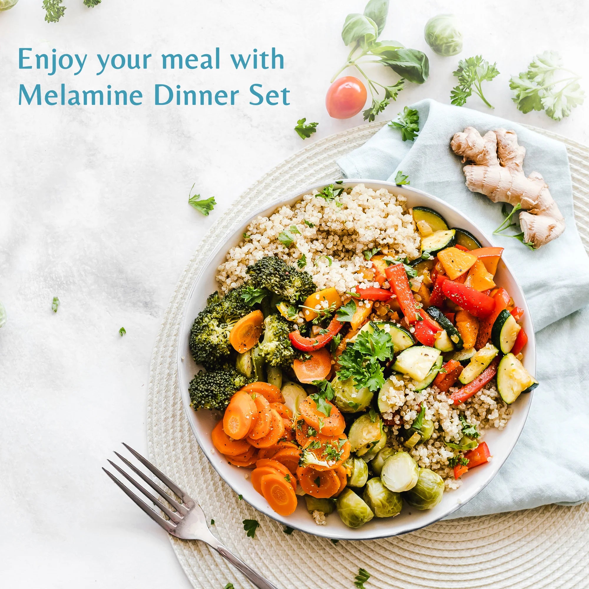 Stehlen Donna Glossy Dinnerware, Melamine, 33 Piece- Gray Crackle