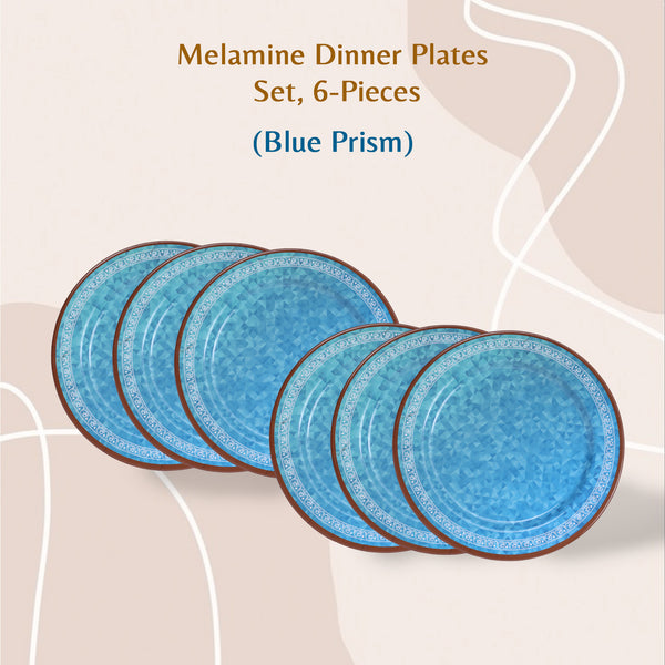 Stehlen Dinnerware, Pure melamine, Vintage, 6 Piece Dinner Plate, Melamine dinner set, Kitchen Set for home- Prism Blue