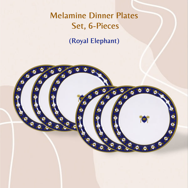 Stehlen Indian Round Dinnerware, Pure melamine, 6 Piece, Dinner Plate, Melamine dinner set, Kitchen Set for home- Royal Elephant