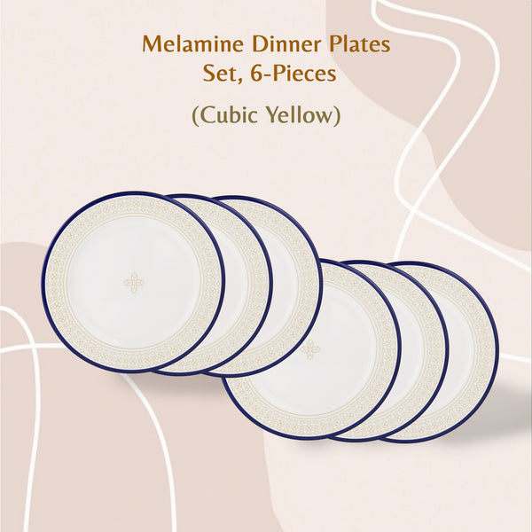 Stehlen Dinnerware, Pure melamine, Vintage, 6 Piece Dinner Plate, Melamine dinner set, Kitchen Set for home- Cubic Yellow