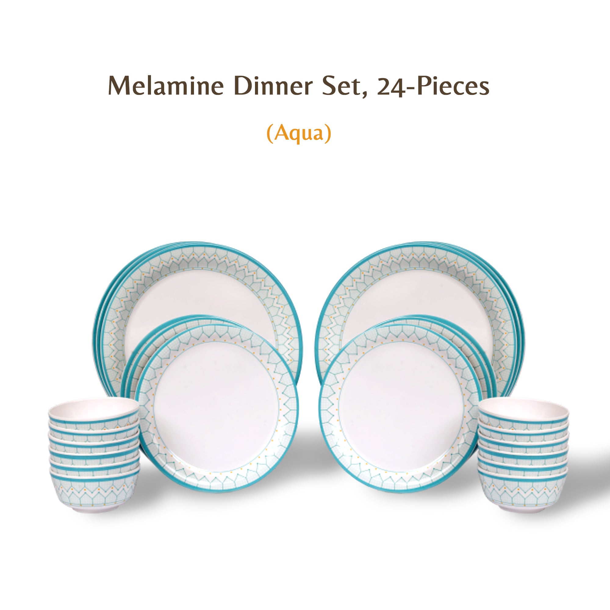 Stehlen Indian Round Dinnerware, Pure melamine, 24 PC Kitchen Set for home- Aqua