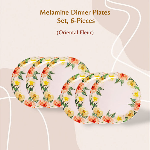Stehlen Indian Round Dinnerware, Pure melamine, 6 Piece, Dinner Plate, Melamine dinner set, Kitchen Set for home- Oriental Fleur