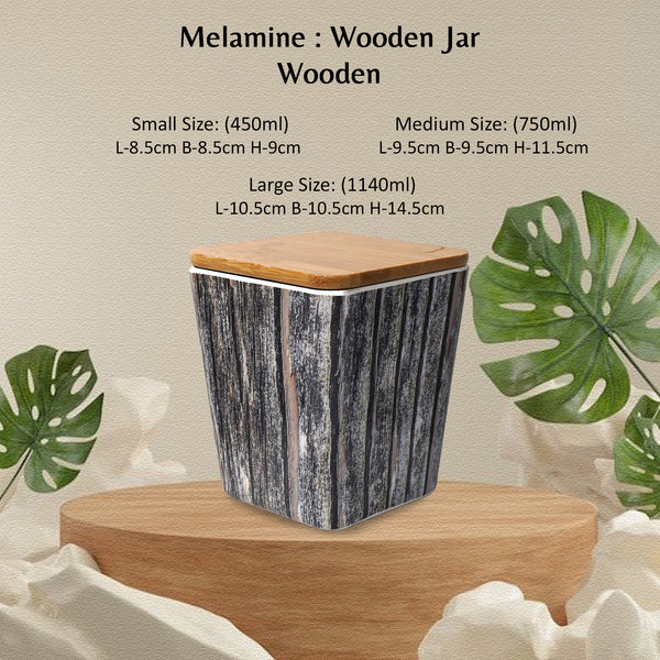 Stehlen 100% Pure melamine Set Of 3 Wooden Jars, Dishwasher safe, FDA Approved, Heat resistant upto 140 degrees, Elegant, Durable, and Versatile for Every Occasion -Wooden