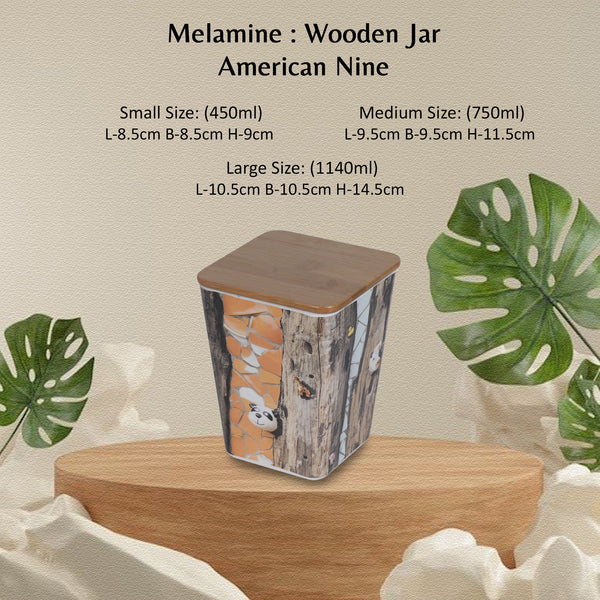 Stehlen 100% Pure melamine Set Of 3 Wooden Jars, Dishwasher safe, FDA Approved, Heat resistant upto 140 degrees, Elegant, Durable, and Versatile for Every Occasion -American Pine