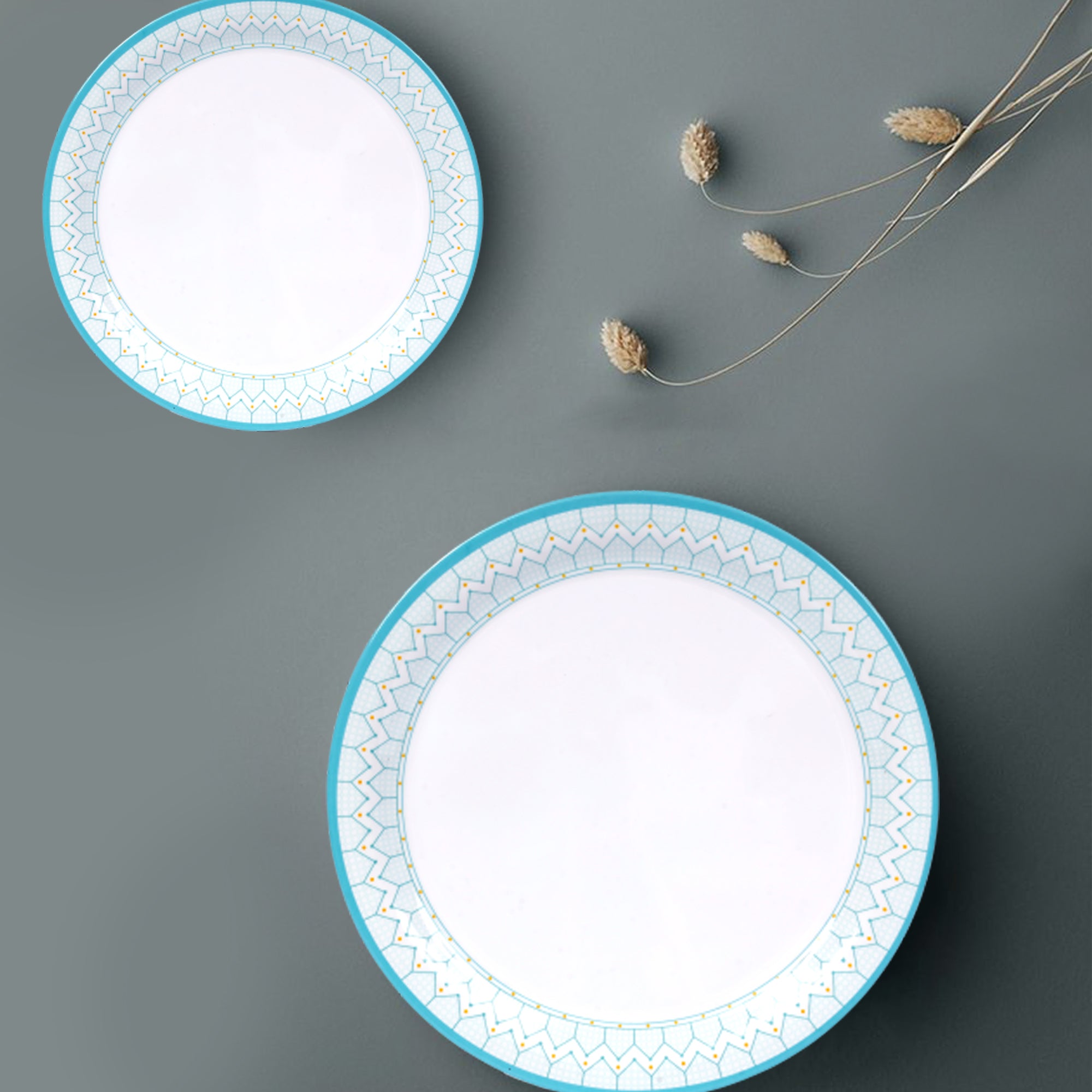Stehlen Indian Round Dinnerware, Pure melamine, 24 PC Kitchen Set for home- Aqua