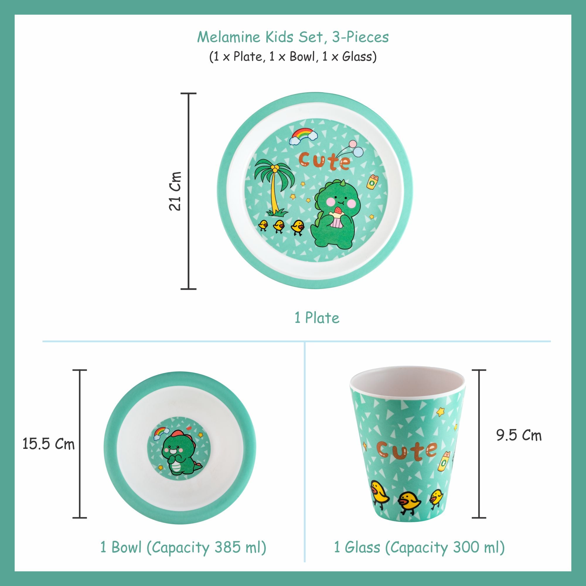 3-piece-kids-dinner-set - Green Peas