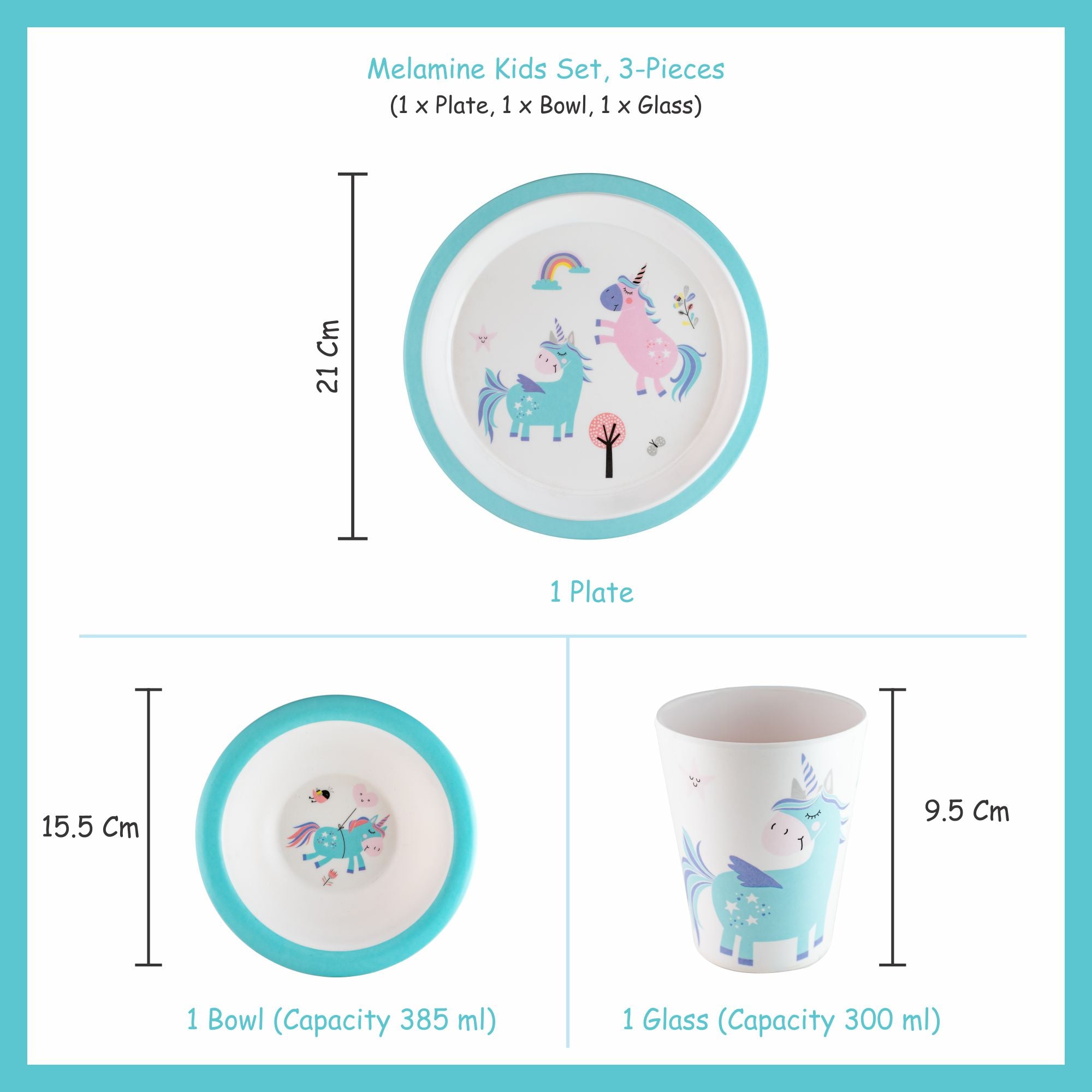 3-piece-kids-dinner-set- Blue Unicorn