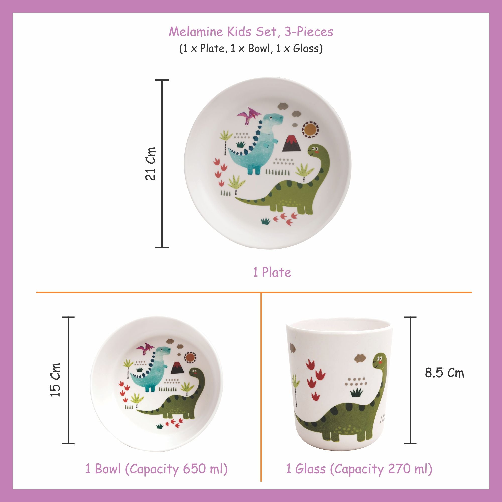 3-piece-kids-dinner-set - Dinosaur