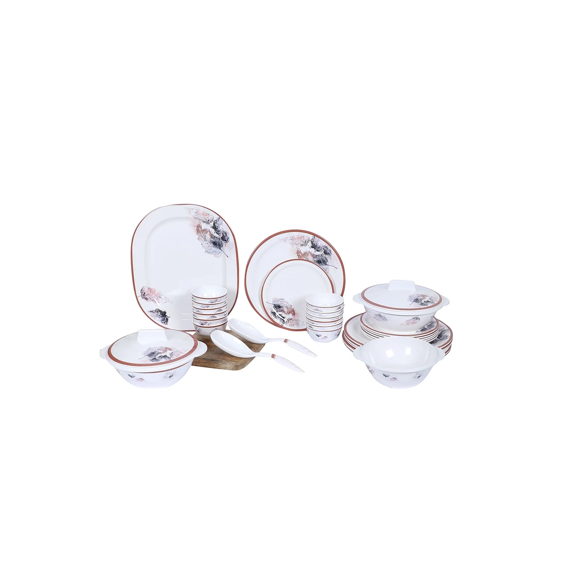 Stehlen Indian Round Dinnerware, Pure melamine, 33 PC Kitchen Set for home- MAPLE LEAF