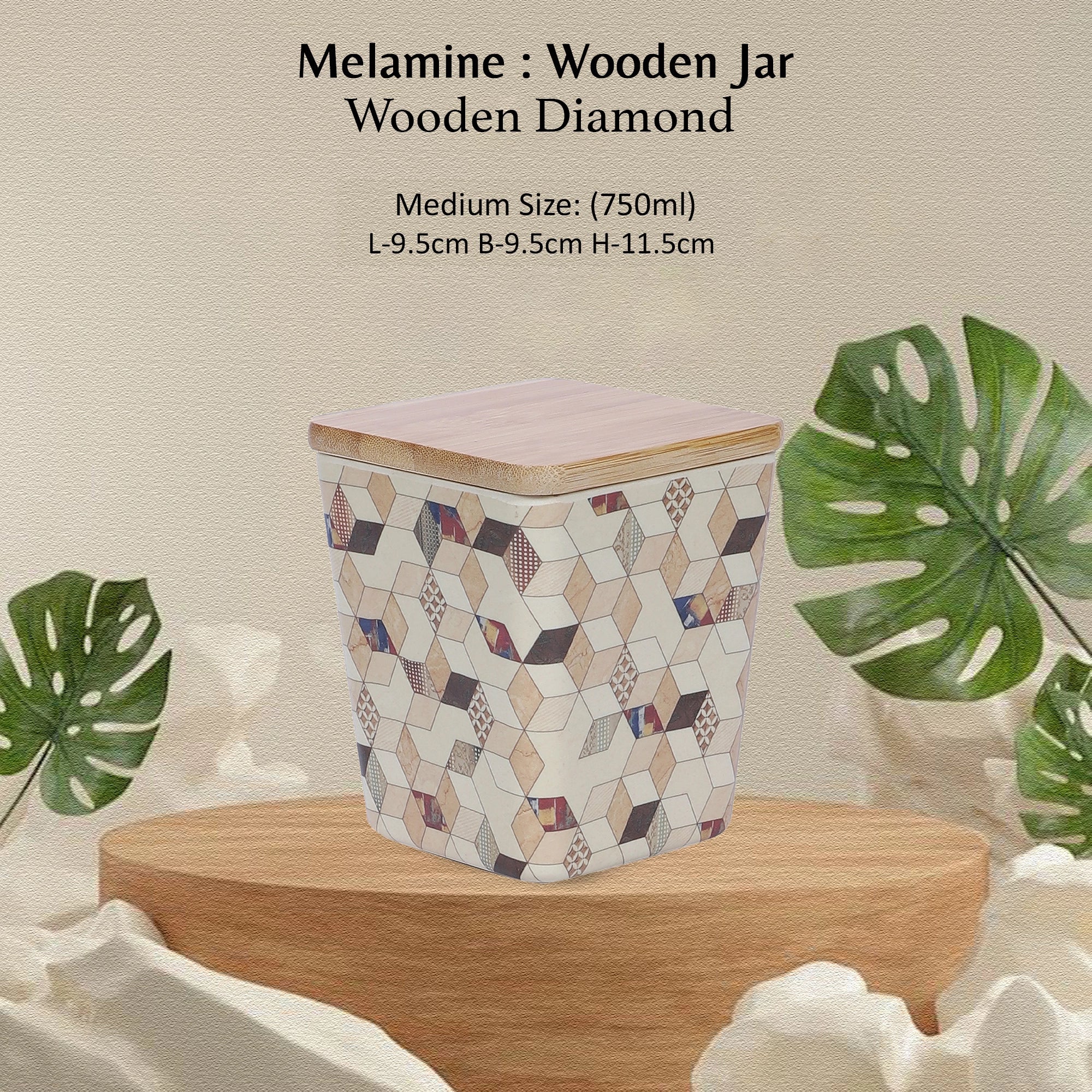 Stehlen 100% Pure melamine Wooden Jars- WOODEN DIAMOND