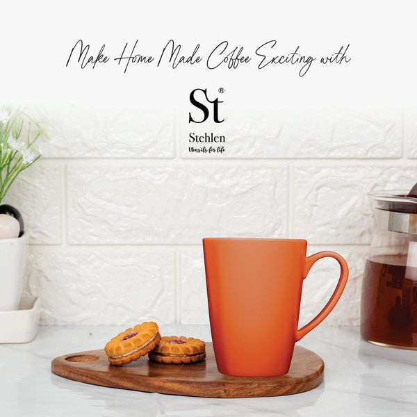 Stehlen 100% Pure melamine Grande Coffee Mugs Dishwasher safe, FDA Approved, Heat resistant upto 140 degrees, Elegant, Durable, and Versatile for Every Occasion -Orange
