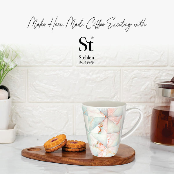 Stehlen 100% Pure melamine Grande Coffee Mugs Dishwasher safe, FDA Approved, Heat resistant upto 140 degrees, Elegant, Durable, and Versatile for Every Occasion -Pink Marble