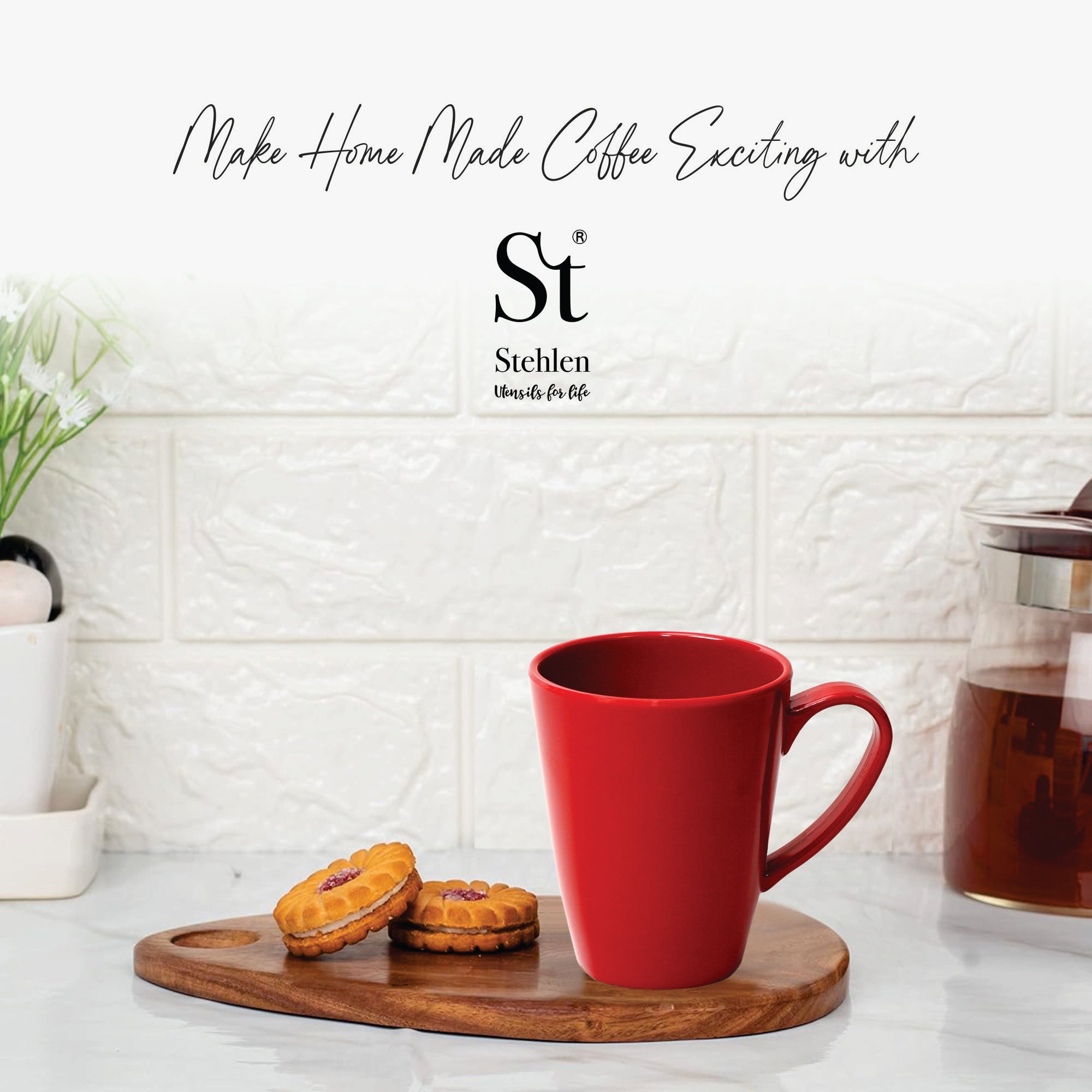 Stehlen 100% Pure melamine Grande Coffee Mugs- Red