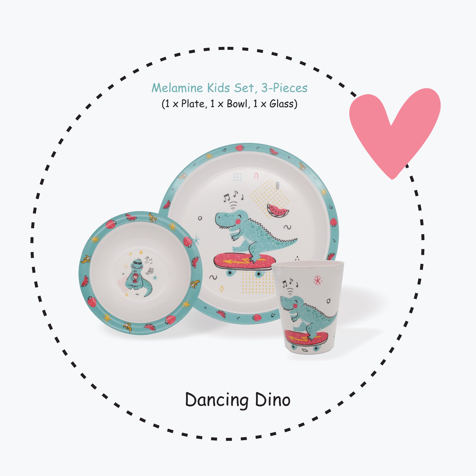 3-piece-kids-dinner-set - Dancing Dino