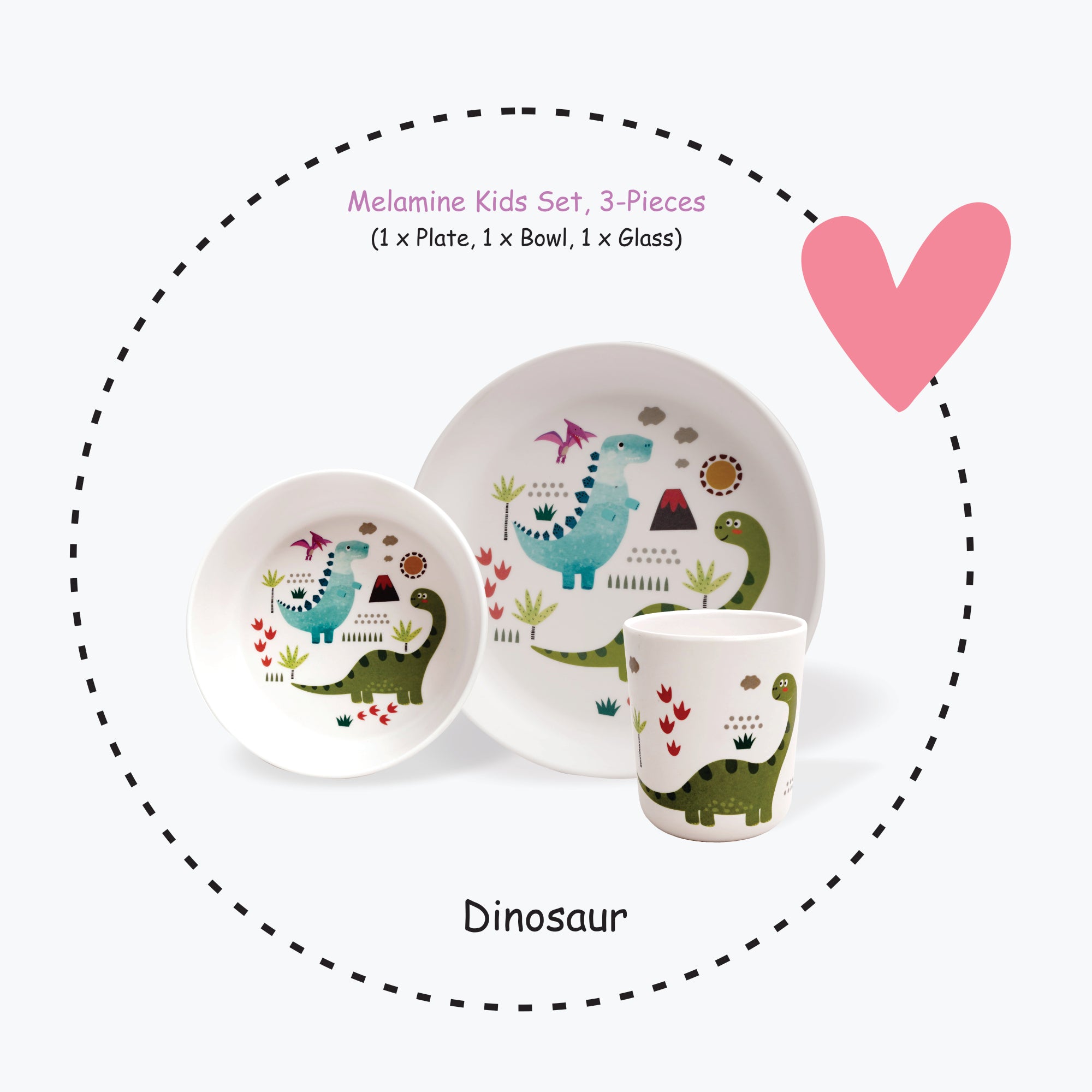 3-piece-kids-dinner-set - Dinosaur