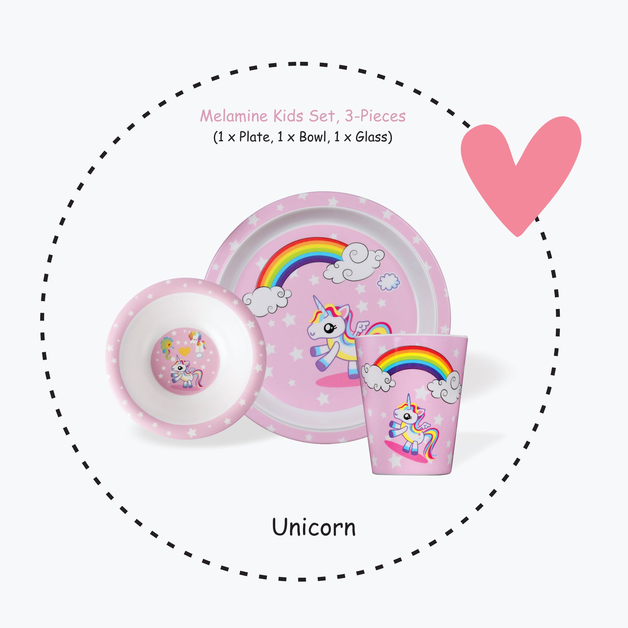 3-piece-kids-dinner-set - Unicorn