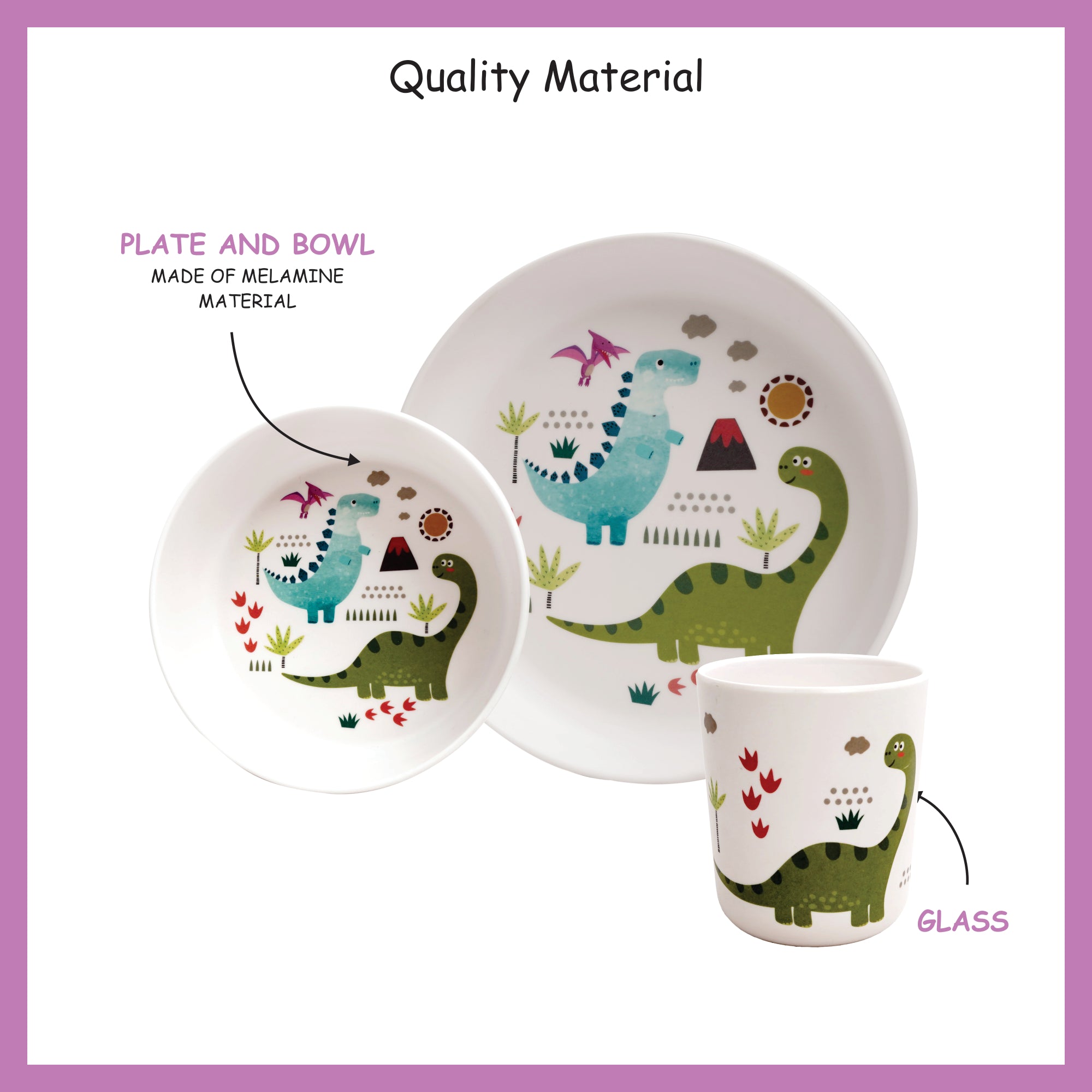 3-piece-kids-dinner-set - Dinosaur