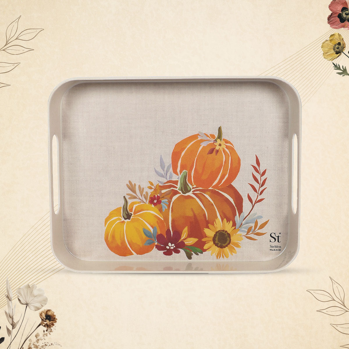 Stehlen 100% Pure melamine Block Tray - PUMPKIN