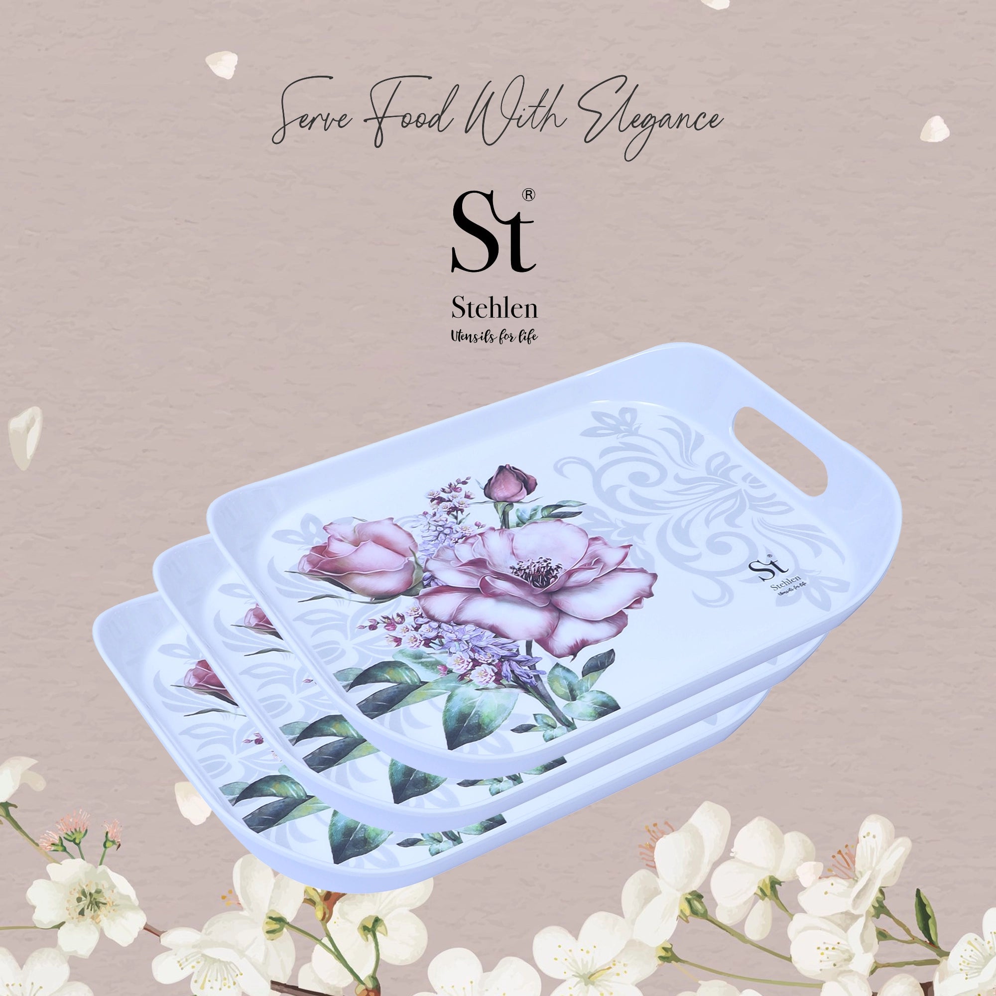 Stehlen Era tray, Pure melamine, AURA