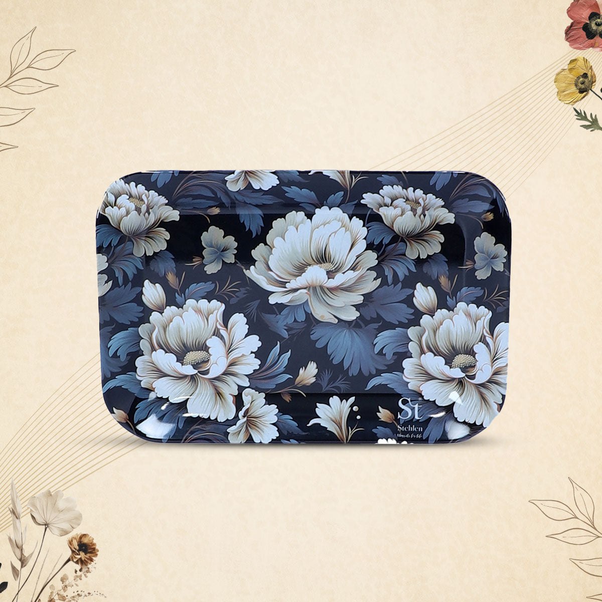 Stehlen Small Ombre Eco Tray, Pure melamine, SET OF 3, WHITE BLOSSOM