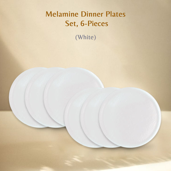 Stehlen Donna Hammered Dinnerware, Pure melamine, 6 Piece Dinner Plate, Melamine dinner set, Kitchen Set for home- White