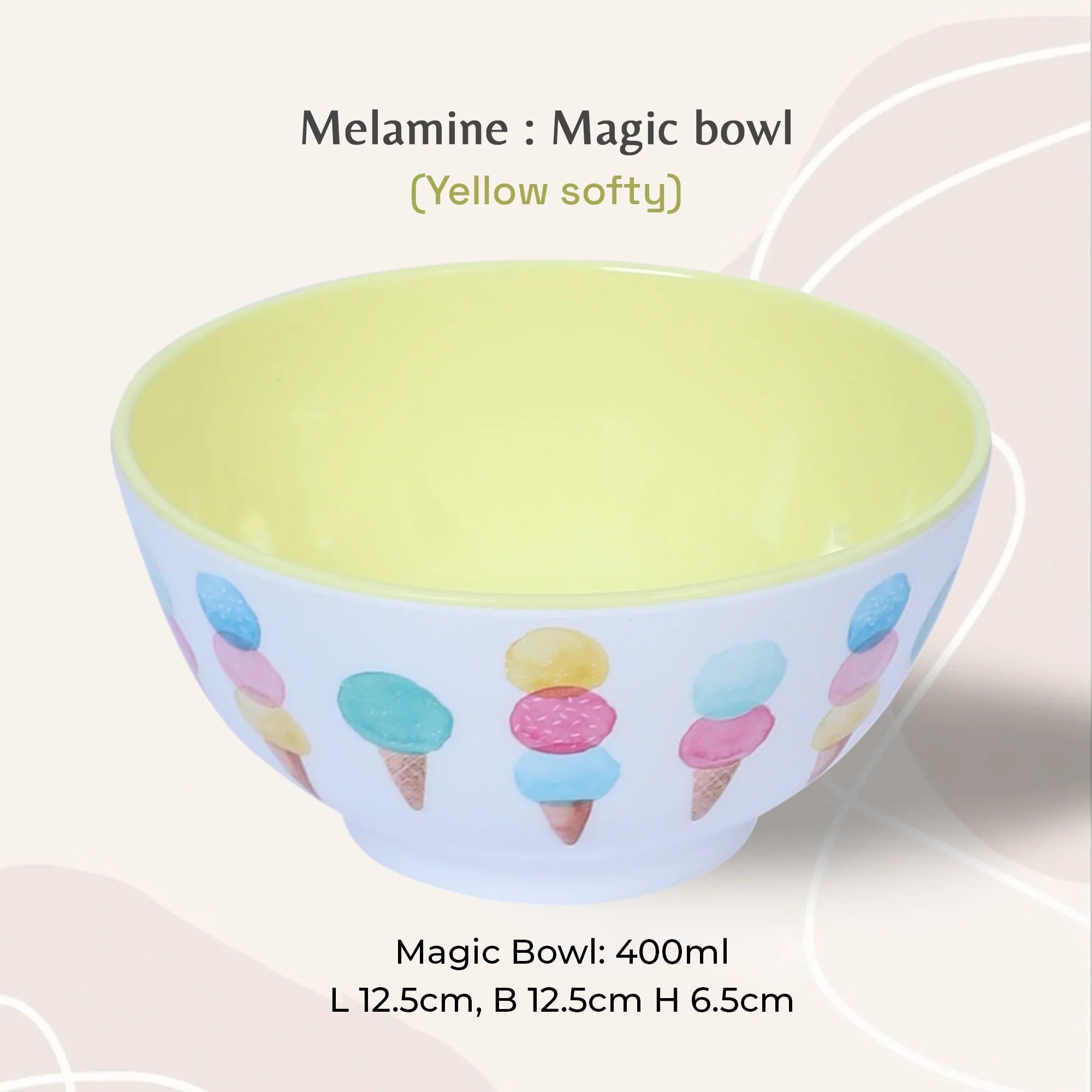 Stehlen Magic Bowl, Pure Melamine, 400ml- YELLOW SOFTY