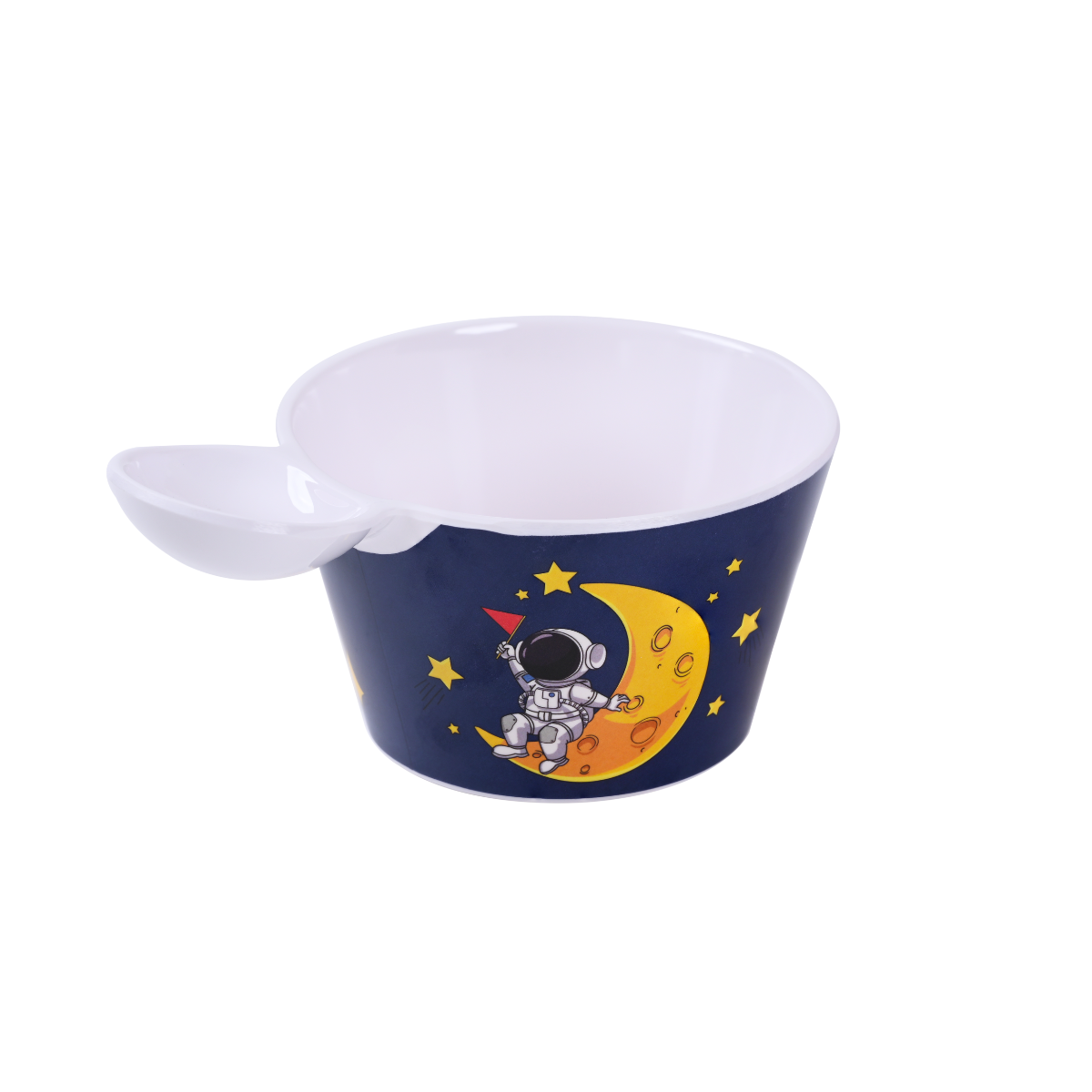 Round Melamine Astronaut Bowl with Dip | Kidsware Series – 100% Food Safe