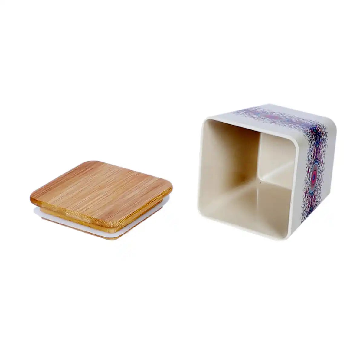 Heaven Melamine Sleek Canister Gift Set with Wooden Lids and Designer Tray | 4-Piece Storage Collection