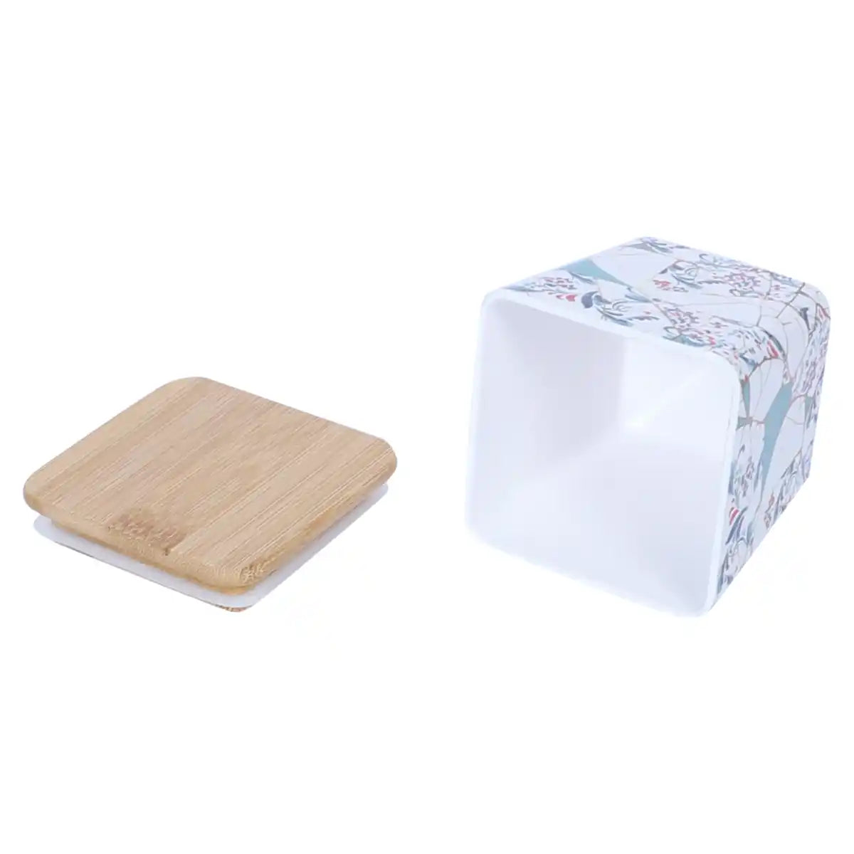 Zest Melamine Canister Gift Set with Wooden Lids and Wooden Tray | 4-Piece Storage Collection