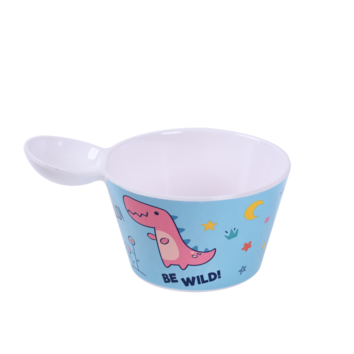 Round Melamine Hello Dino Bowl with Dip | Kidsware Series – 100% Food Safe