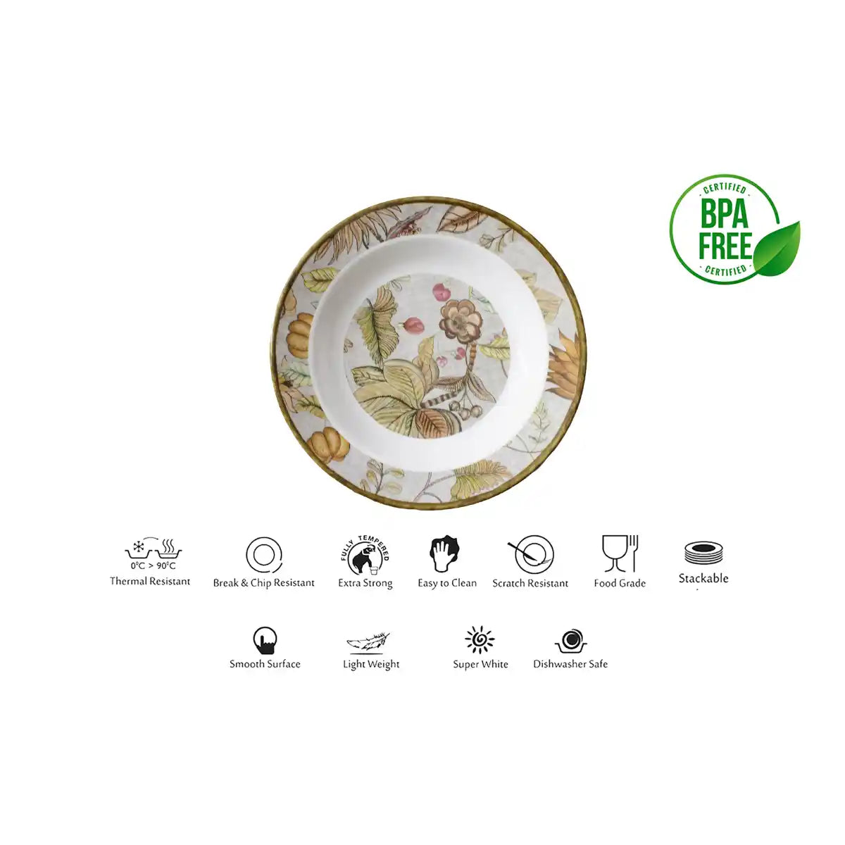 Melamine Pasta Plate | Autumn Harvest Series – 100% Food Safe