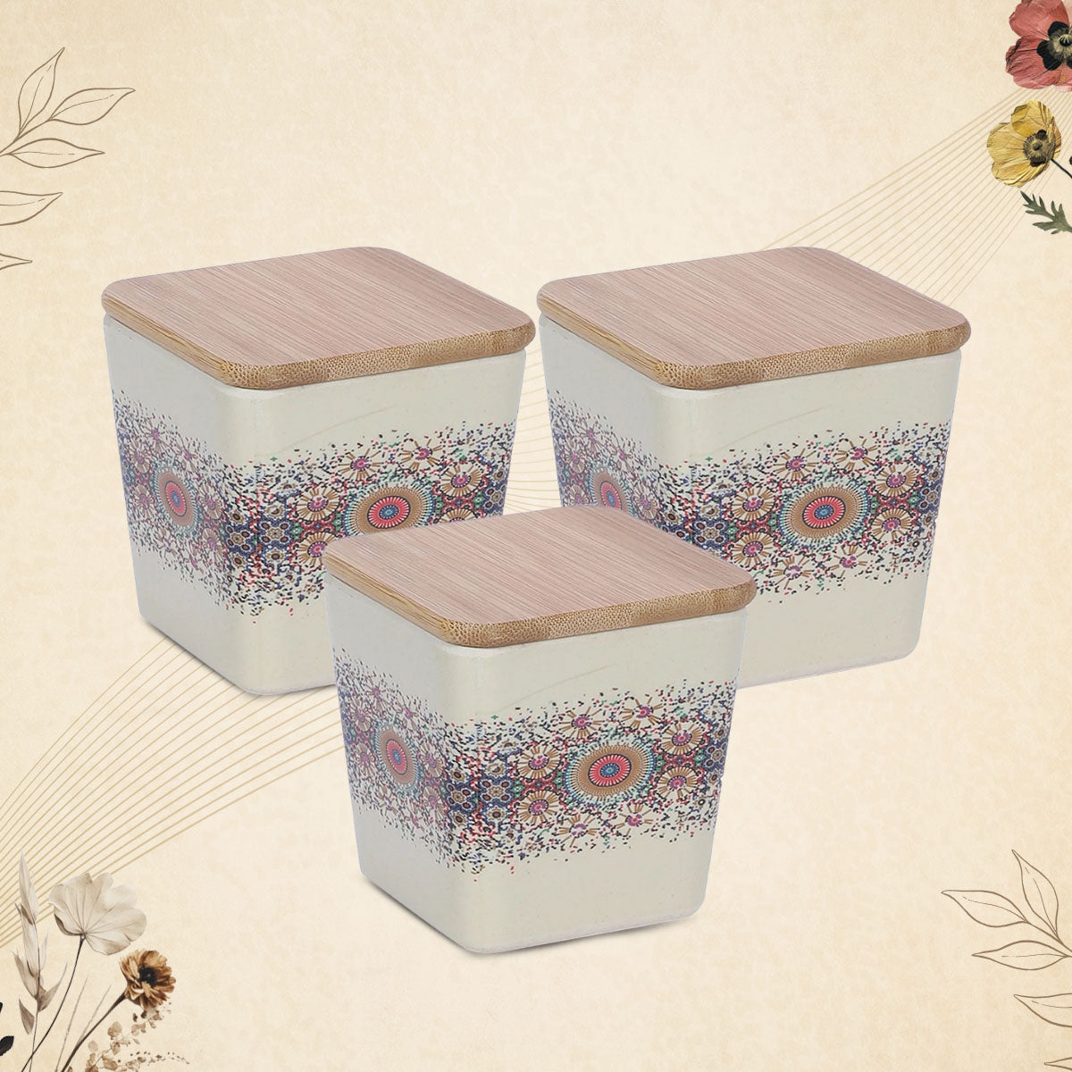 Stehlen 100% Pure melamine Set Of 3 Wooden Jars- HEAVEN