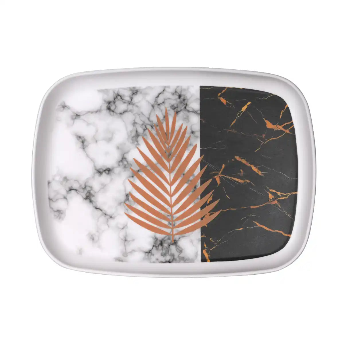 Rectangular Melamine Palm Royale Tray | Marble Gold Series – 100% Food Safe