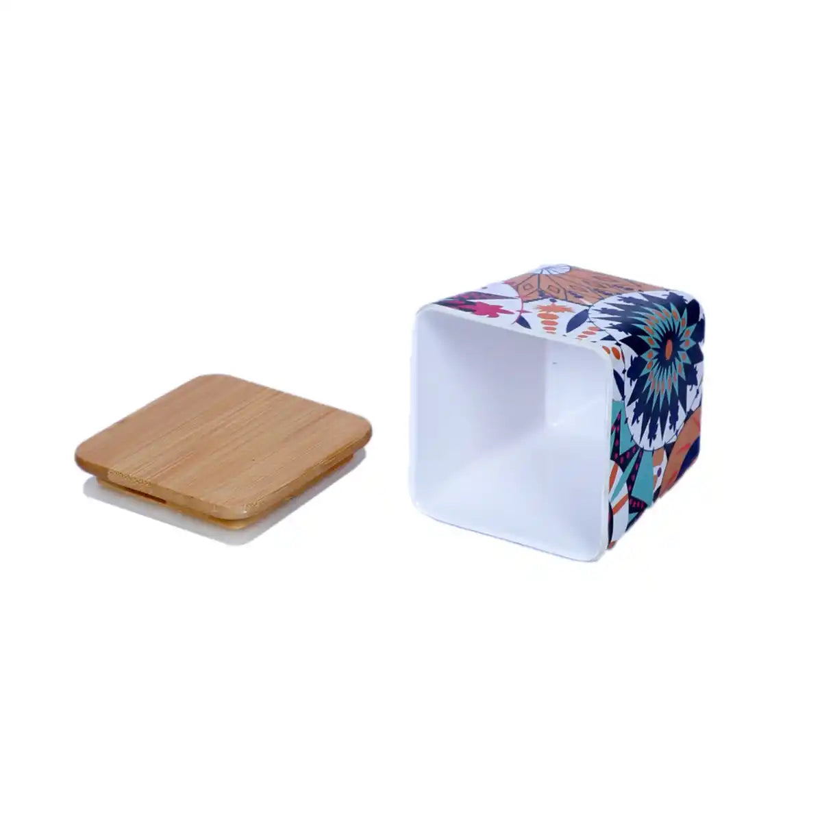 Moroccan Melamine Canister Gift Set with Wooden Lids and Tray | 2-Piece Kitchen Storage Collection