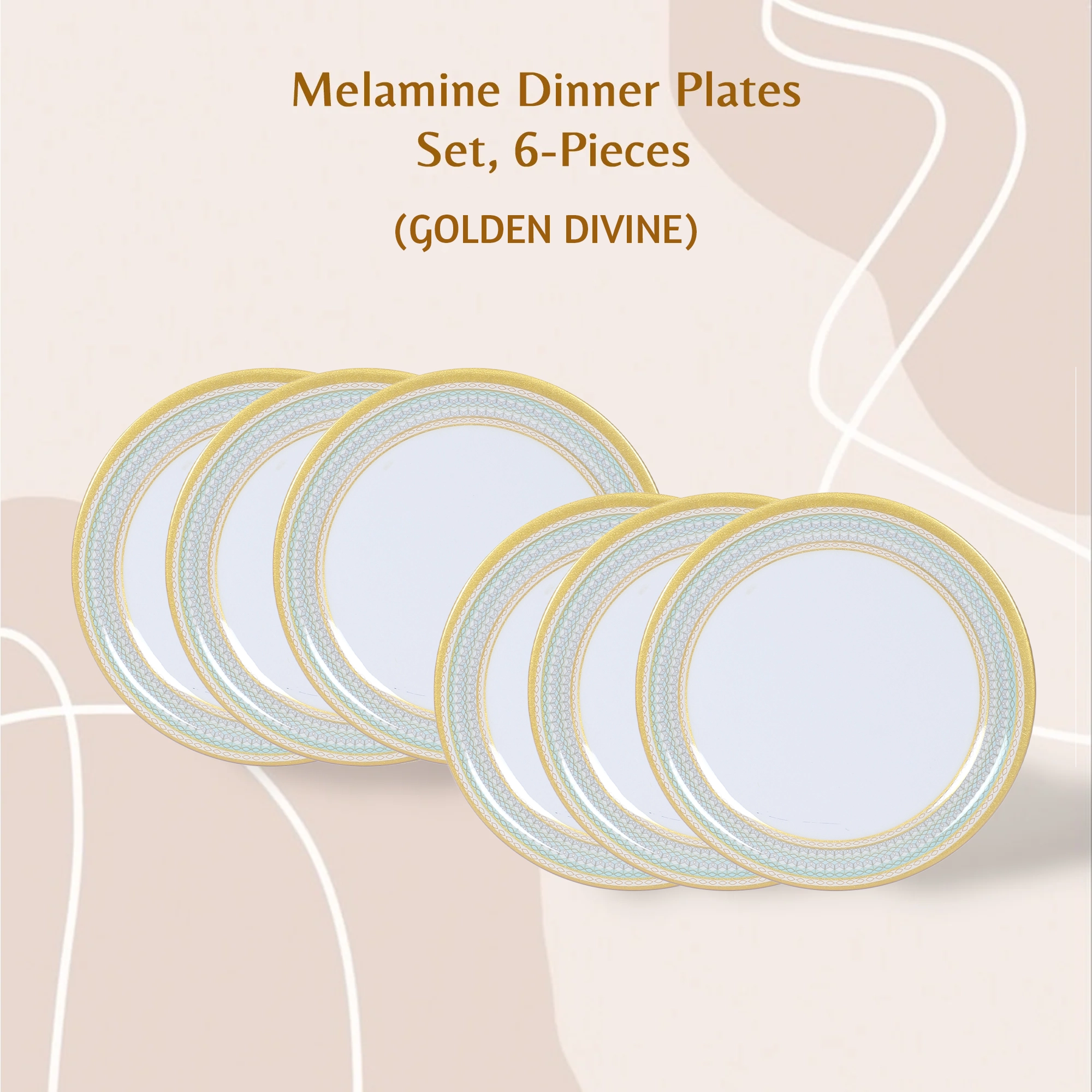 Stehlen Indian Round Dinnerware 6 Pcs Kitchen Set for home- GOLDEN DIVINE
