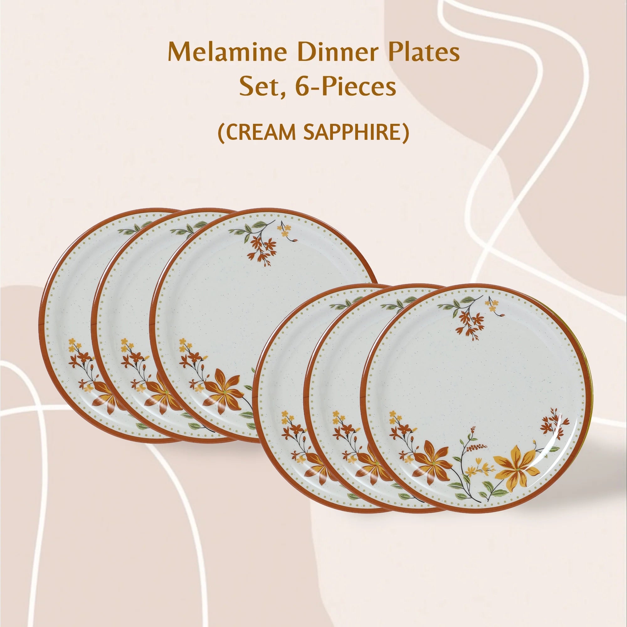 Stehlen Indian Round Dinnerware 6 Pcs Kitchen Set for home- CREAM SAPPHIRE