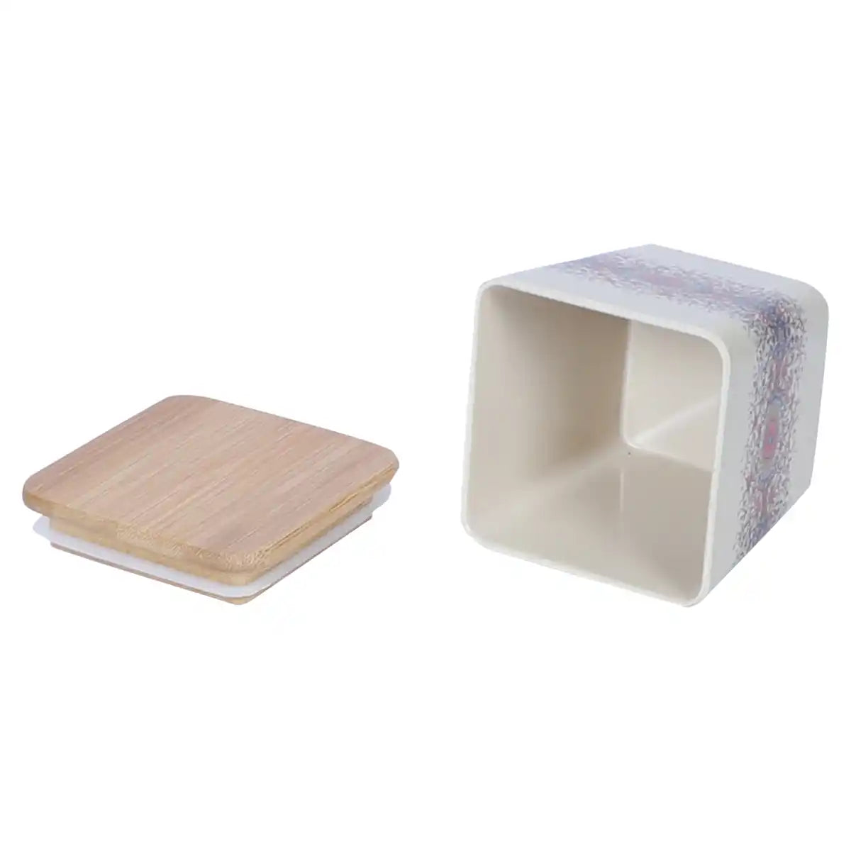 Heaven Melamine Canister Gift Set with Wooden Lids and Wooden Tray | 4-Piece Storage Collection