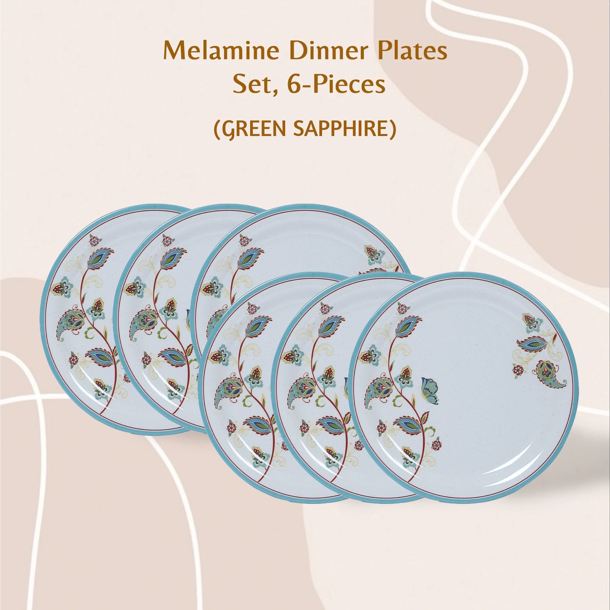 Stehlen Indian Round Dinnerware 6 Pcs Kitchen Set for home- GREEN SAPPHIRE