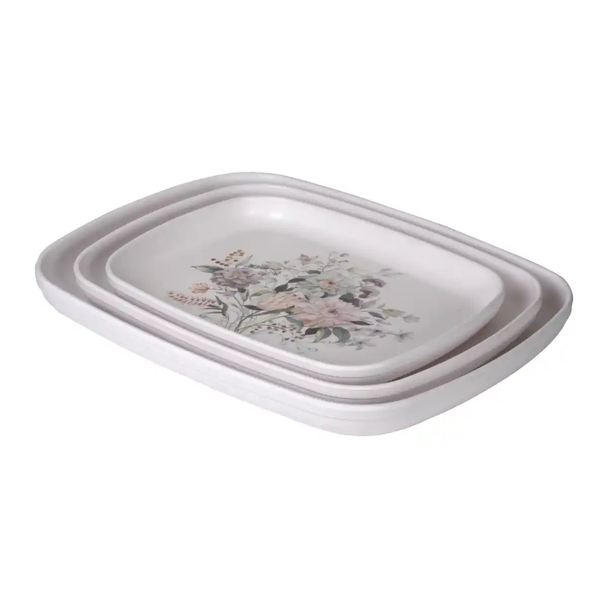 Rectangular Melamine Royal Bud Serving Tray Set | Nature Series – 100% Food Safe